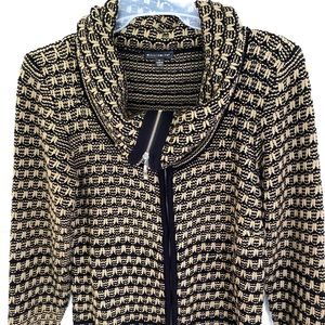 Willi Smith black & tan zip up sweater size XL